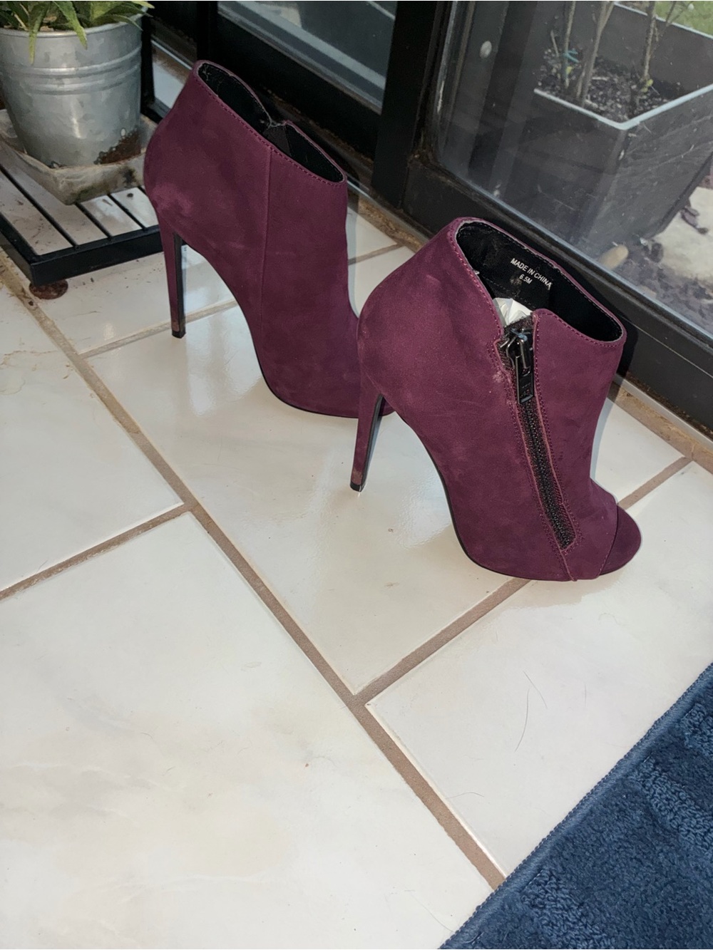 Steve Madden Plum Suede Open-Toe Stiletto Booties - Picture 8 of 8